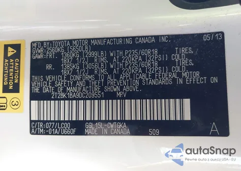 2013 Lexus Rx 350 from USA, damaged, VIN 2T2BK1BA9DC209551